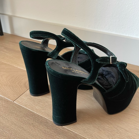 SAINT LAURENT Crushed Velvet Farrah Platform - Picture 6 of 9